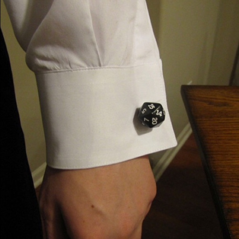 Black 20 Sided Dice Cufflinks